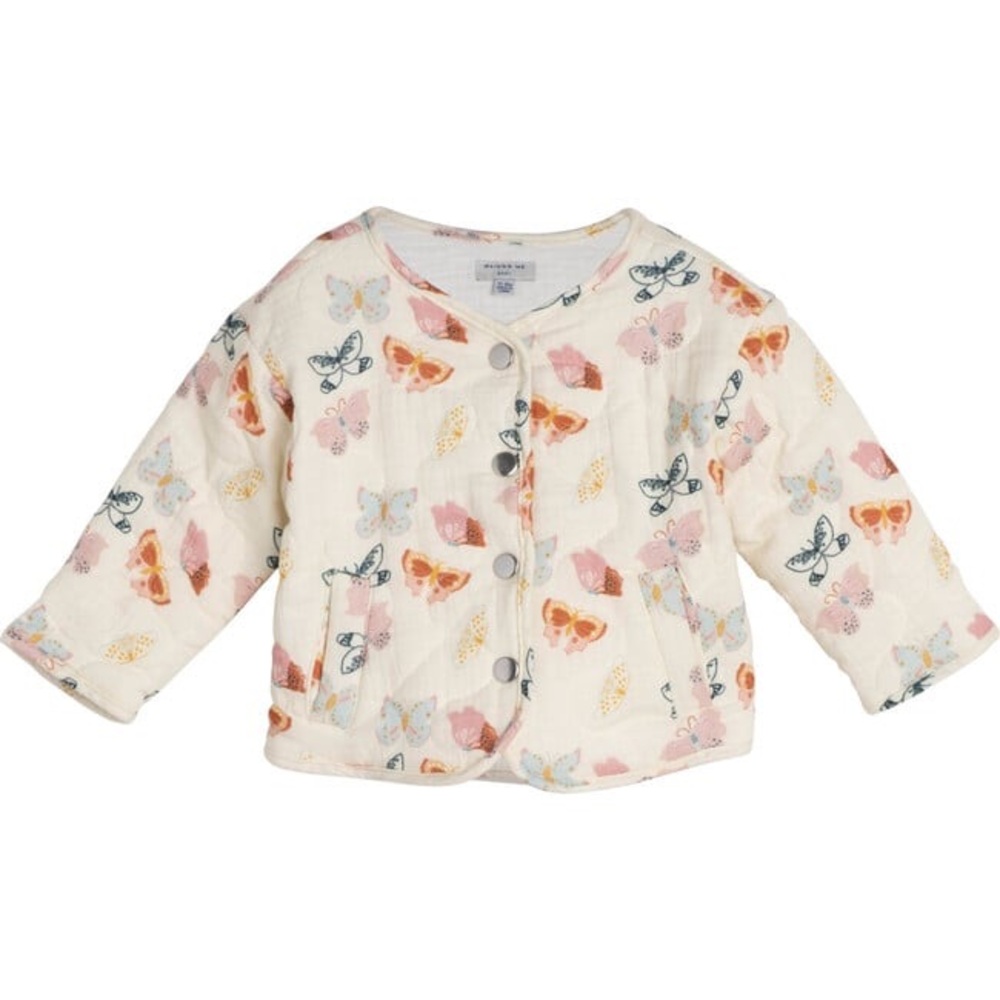 Maison Me Baby Esme Quilted Jacket, Cream Butterflies